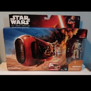Star Wars The Force Awakens Rey Speeder (Jakku) 3.75" Figure NIB